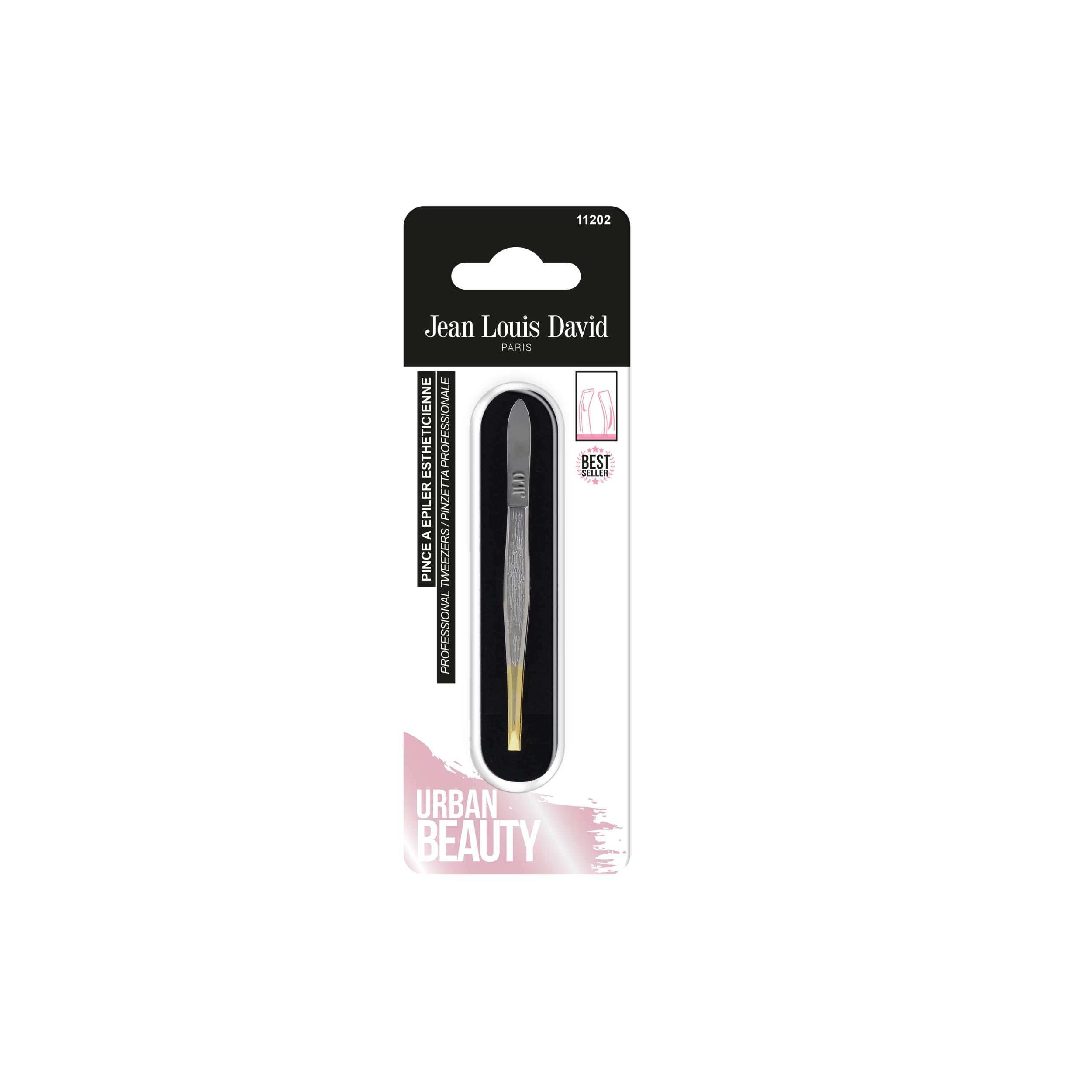 Jean Louis David - Beautician Tweezers - Eyebrow - Golden Crab Bit - Professional Tweezers - Precise and Clean Hair Removal