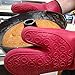 Silicone Oven Mitts, 1 Pair (2 x Dark Red Mitt), Deluxe Quilted Liner, Bonus Brush