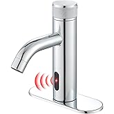 Derpras Touchless Bathroom Faucet with Automatic Sensor Function, Bathroom Sink Faucet with Hole Cover Plate, Countertop Temperature Adjustment, Chrome
