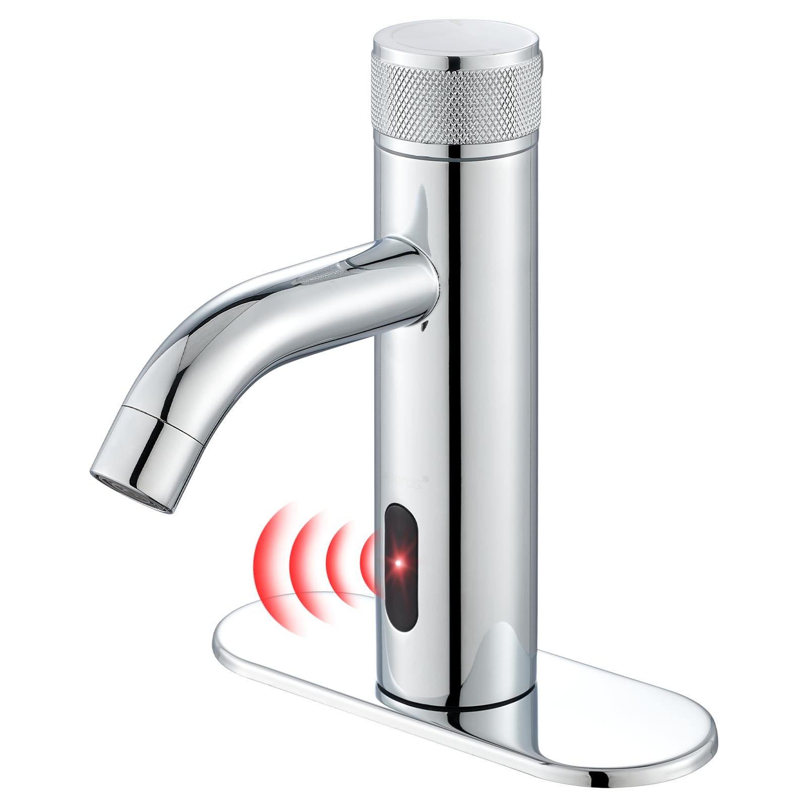 Photo 1 of Derpras Touchless Bathroom Faucet with Automatic Sensor Function, Bathroom Sink Faucet with Hole Cover Plate, Countertop Temperature Adjustment, Chrome