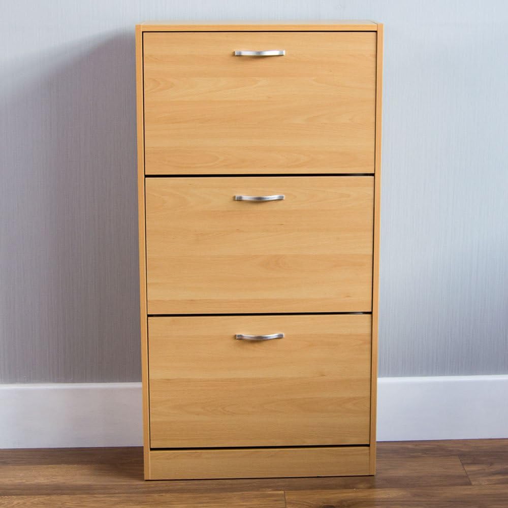 Vida Designs 3 Drawer Shoe Cupboard Shoe Storage Organiser Pull