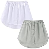 OBBUE Women's 2 Pcs Mini Adjustable Shirt Extender Removable Layering Half Length Underskirt with Buttons