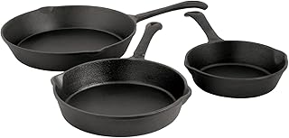 BBQ-Toro 3 teiliges Gusseisen Brat und Steak Pfannen Set, Ø 16 cm, Ø 20 cm, Ø 26 cm