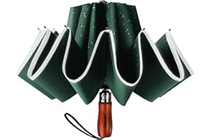 Lejorain Golf Large Inverted Umbrella - Black Big Windproof Heavy Duty Upside Down 54in Compact Car Automatic Folding Reflective Umbrella