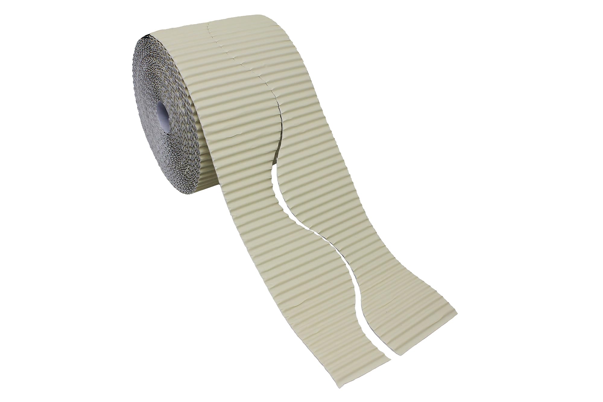 Bright Ideas Corrugated Border Roll for School Displays, Soft Cream, 57mm x 7.5m (15m When Split), BI8206
