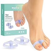Welnove Pack of 12 Bunion Corrector, Toe Separators with 2 Loops, Big Toe Spacer Suitable for Bunion and Overlapping Toe (Violet)