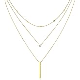Tewiky Dainty 14k Gold Plated/Silver Cubic Zirconia Necklaces for Women, Simple CZ Jewelry Necklaces Trendy Gifts