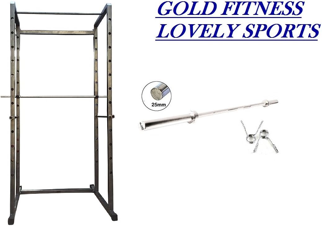 GOLD FITNESS Power Squat Rack 2x2 200 Kg Capacity with 7 ft Plain Rod, 25 mm, 96 Height x 48-inch Breath