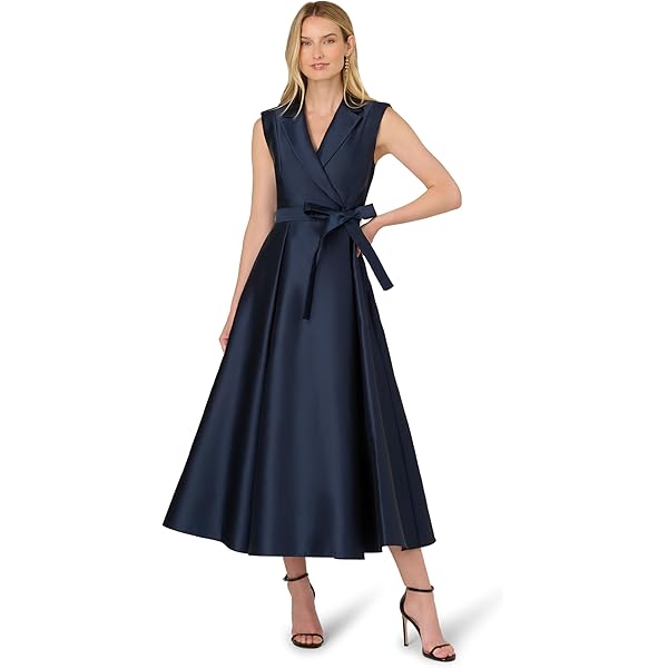 knee length dresses for ladies Red Plum Sleeveless 3D Flower Mikado Midi Dress main image 0