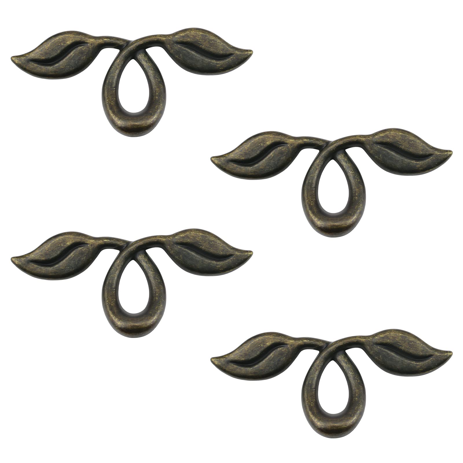 MOROBOR 4 Pack 4" Vintage Style Leafy Drawer Pull, Bronze Dresser Handles Leaf Dresser Pulls Cabinet Knob Hardware, 50mm Hole Distance