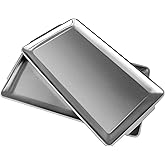 Sanbege 2 Pcs 304 Stainless Steel Serving Platters, 14.2" Rectangle Dinner Plates, Vanity Organizer Tray for Camping, BBQ, Pa