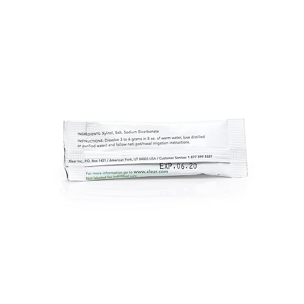 XLEAR NATURAL XYLITOL NASAL IRRIGATION SYSTEM WITH 6 SALINE PACKETS AND 1 SINUS RINSE BOTTLE – NOSE CLEANER FOR FAST PRESSURE AND CONGESTION RELIEF (PACK OF 1)