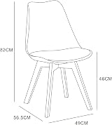 mcc direct Set of 4 Dining Chairs Grey Wood Legs Soft Cushion Pad DELUXE view 6