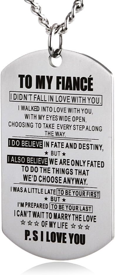to My Fiance Fiancee Dog Tag Necklace Future Husband Wife Boyfriend Girlfriend Valentine Gift-C5