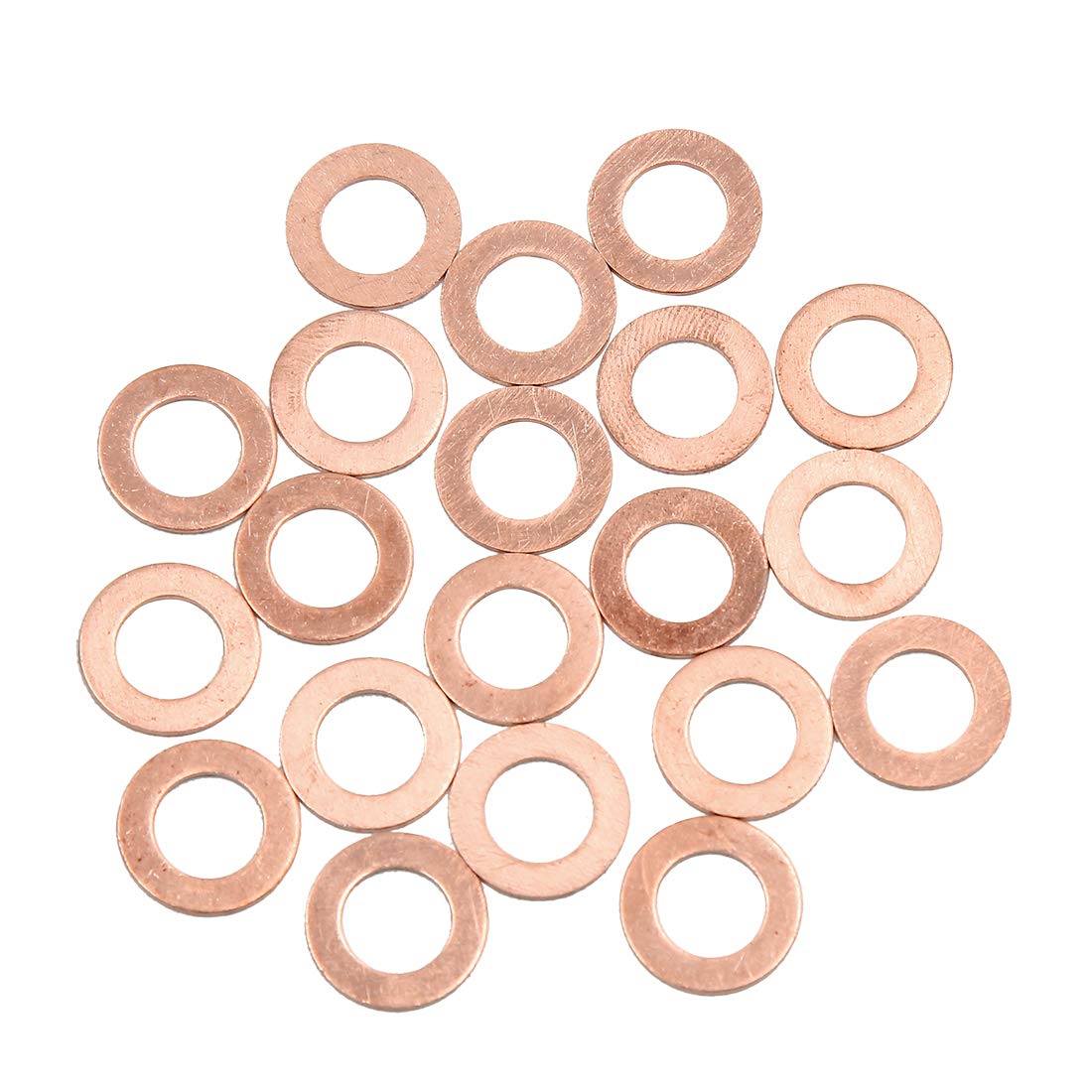 X AUTOHAUX 20pcs 9mm Inner Dia Copper Washers Flat Sealing Gaskets Rings for Car — image 1