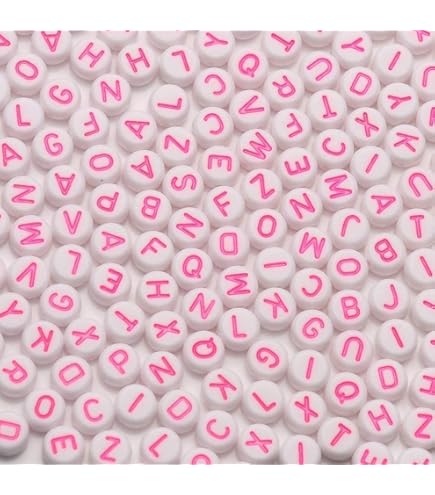 50x 7mm Acrylic Letter Beads - Assorted Colors, Alphabet Round Beads Bulk Wholesale Lot