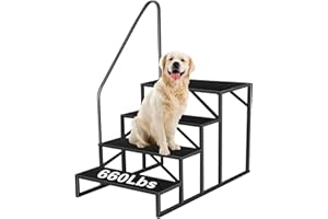 FRUYYZL RV Steps with Handrail, Hot Tub Steps with Handrail 4 Step Ladder, RV Stairs 660 lbs Load Capacity with Anti-Slip Panel, Camper Steps for Spa, Travel Trailers, Home and Porch(1 handrail)