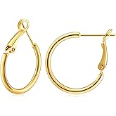 Gacimy Gold Hoop Earrings for Women 14K Gold Plated, 925 Sterling Silver Post Hypoallergenic Earrings Hoops for Women