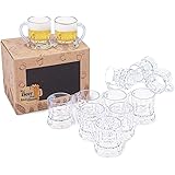 Livebe Mini Plastic Beer Mug Shot Glasses with Handles for Party-2.16'' Tall-2 oz (set of 12)