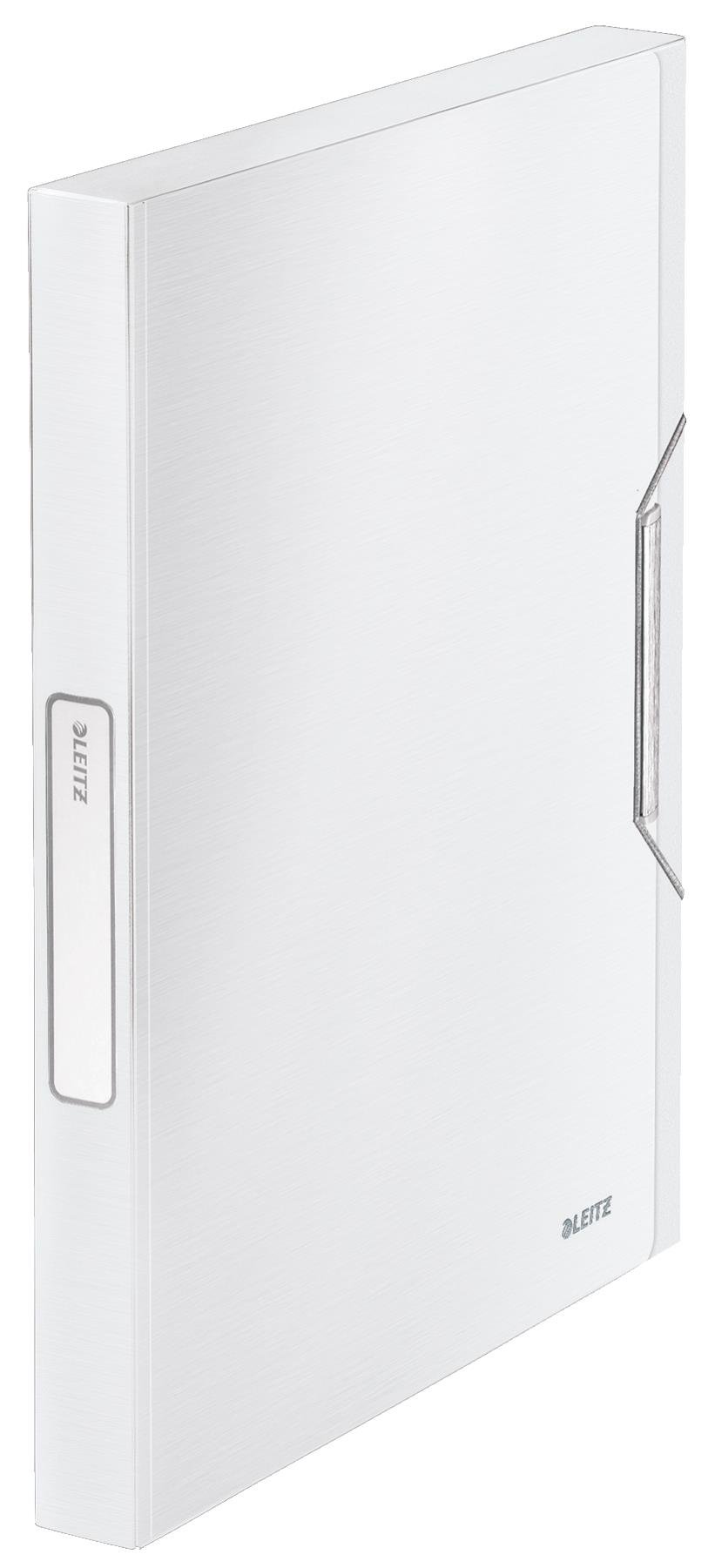 Leitz 39560004 Box File, Holds up to 250 A4 Sheets, Elastic Closure, Flexible Plastic, Arctic White, Style Range