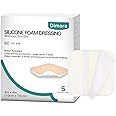 Dimora Silicone Foam Dressing Without Border 4"x 4" Highly Absorbent Adhesive Wound Bandage Cuttable Pads First Aid Bandage for Wound Care 5 Pack