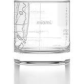 Well Told Engraved Miami Florida Map Rocks Glass, Old Fashioned Whiskey Glass (11 oz, Clear) Etched Whiskey Glass, Gifts For Whiskey Lovers