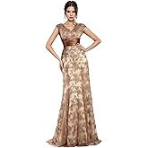 Mermaid Luxury Evening Dress V Neck Sleeveless Floor-Length Lace Mother of The Bride Dress Formal Dress with 2025