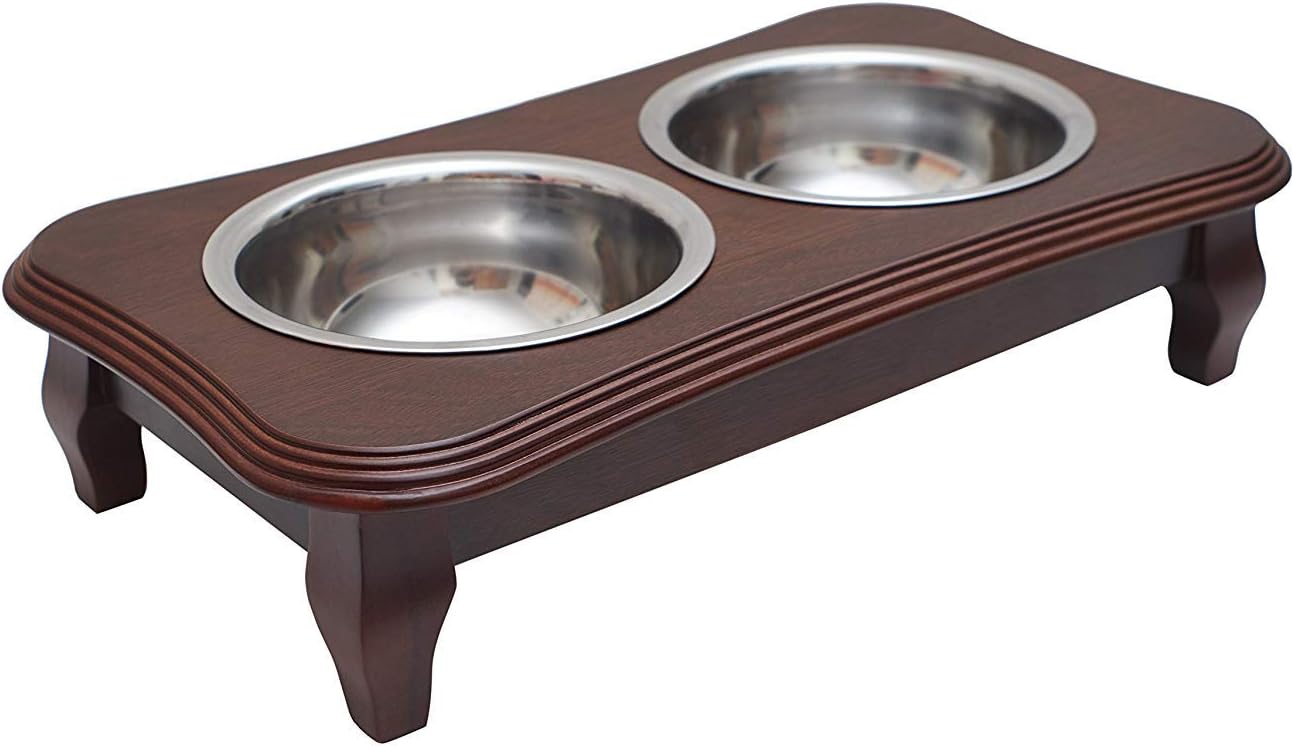 PawRidge Premium Elevated Pet Feeder Luxury Solid Wood Stand & 2 Food Grade Stainless Steel Bowls - Improves Your Pet's Digestion - Suitable for Small/Medium Dogs & Cats