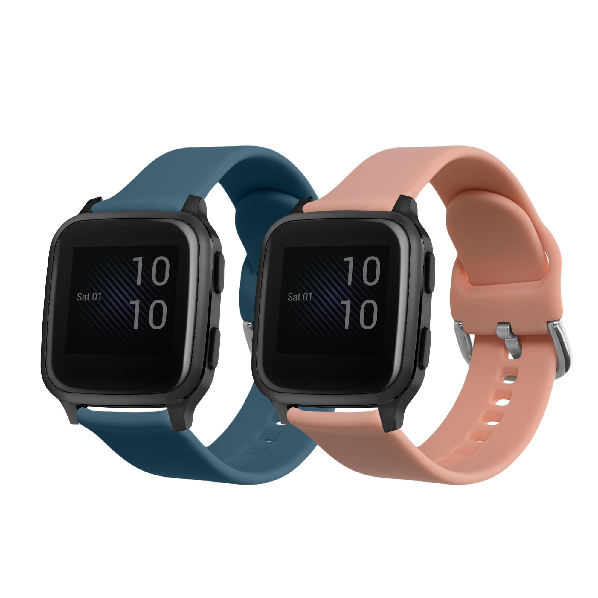 kwmobile Watch Strap Set Compatible with Garmin Venu Sq Music/Sq - 2x TPU Silicone Fitness Tracker Sports Band - Size Small (S)