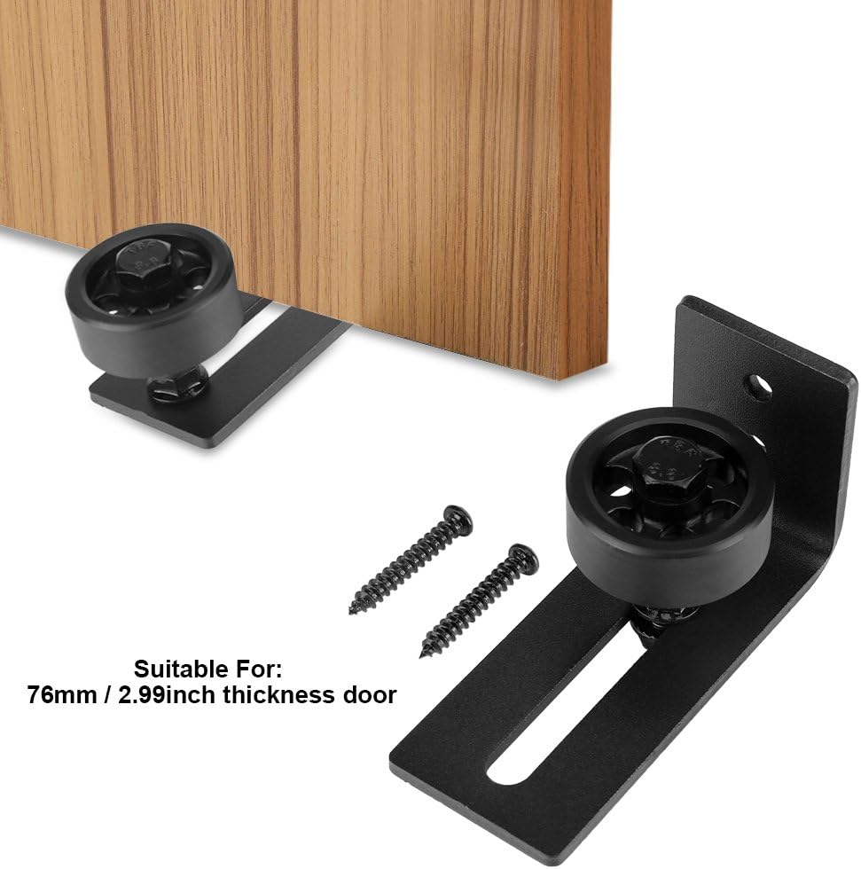 Sliding Barn Door, Carbon Steel Adjustable Wall Roller Guide Floor Guiding Stay Roller Set for Black Bottom of Barn Door Hardware - Image 3