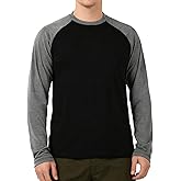 Mens Long Sleeve Shirts Casual Crew Neck Baseball T Shirt Raglan Athletic Tees Lightweight Tops