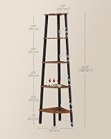 VASAGLE Corner Bookcase 5 Tier Ladder Shelf Industrial Rustic Brown Black LLS35X view 3