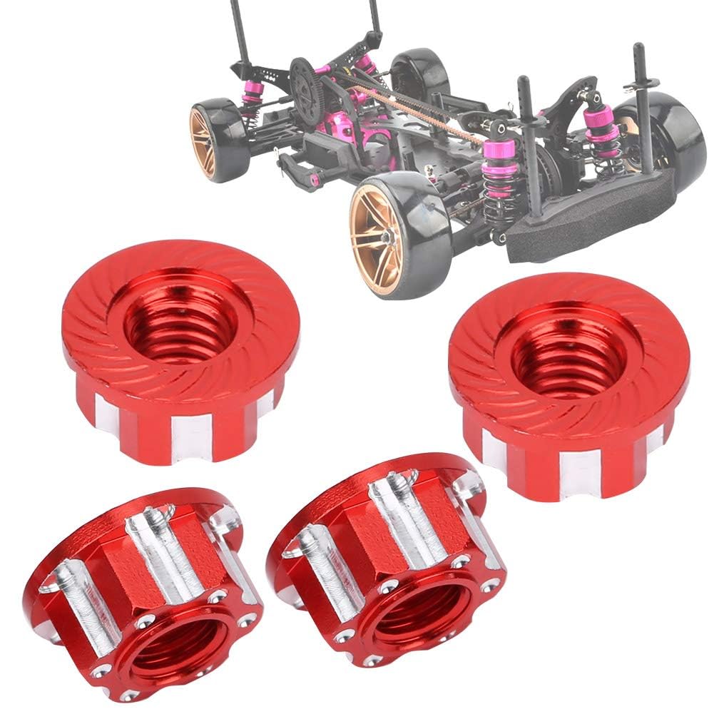 4pcs M4 Hexagonal Nuts 9mm RC Wheel Hub Adaptor Nut Anti-Dust Cover for D3 D4 1/10 RC Car Replacement(red) Rc Car Model Accessory