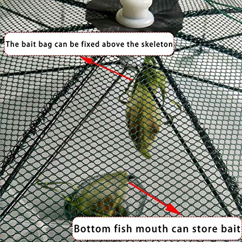 Chencheng Renforcement 4-20 Trous Automatique Pêche De La Crevette Nette Cage Nylon Pliable Crabe Nasse Cast épervier…