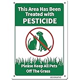 ACONATIC Keep Pets Off Grass Aluminum Sign - 'This Area Treated with Pesticide' - 8"x12" Metal Sign