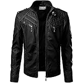 DECIMAL Men's Black Genuine Lambskin Leather Biker Jacket VINTAGE REAL MOTORCYCLE JACKETS FOR MEN