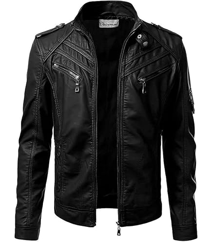 Mens Vintage Black Cafe Racer Jacket Brando Motorcycle Rider Biker