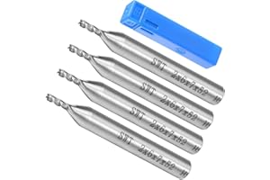 CoCud 4-Flute Spiral End Mill Bits, 2mm Diameter 7mm Length, High Speed Steel Straight Milling Cutter with Storage Case- (App
