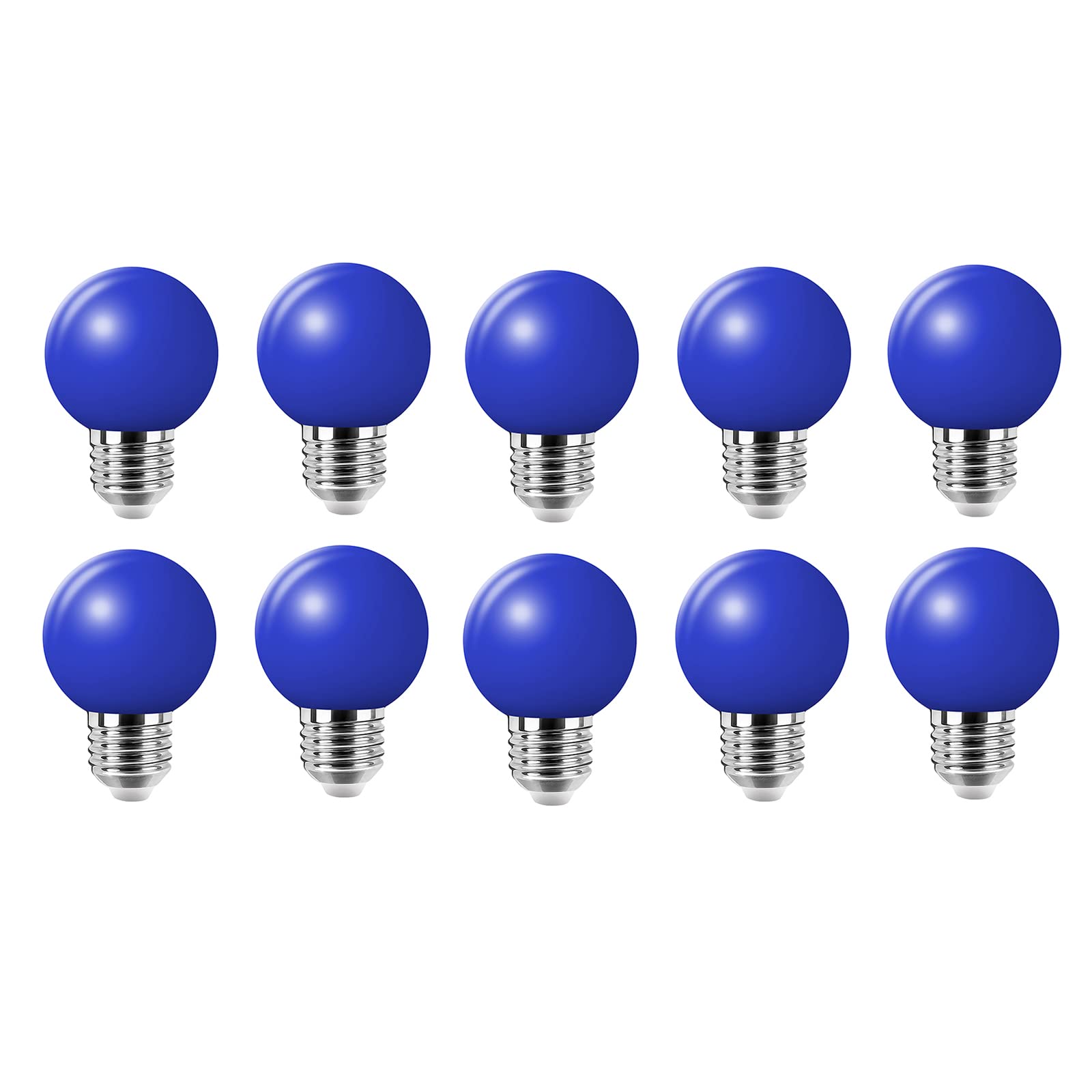 Jiotouhu 10 Pack e27 Coloured Light Bulb, G45 Blue Light Bulb, 2W Equivalent to 20W Halogen lamp, LED Coloured GolfBall Bulbs, for Outdoor Indoor Decorative