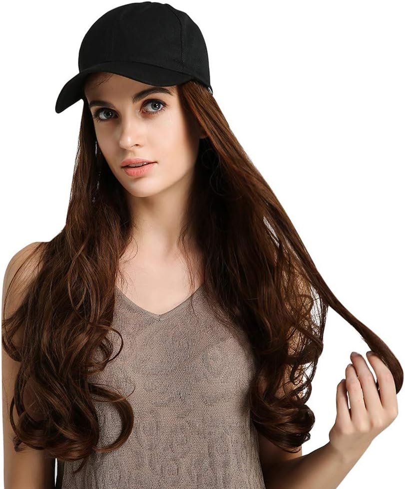 Amazon Com Lemoning Long Curly Wig Cap Long Hair Baseball Cap