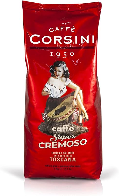 Caffè Corsini - Set Café en Grains Espresso à Maison Comme au Bar, Goût Intense, 2x1kg, 2kg Total