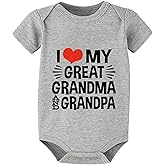 WOOYONGING I Love My Great Grandma And Grandpa Newborn Girl Coming Home Outfit Short Sleeve Plain Onsies White Girls Onsie