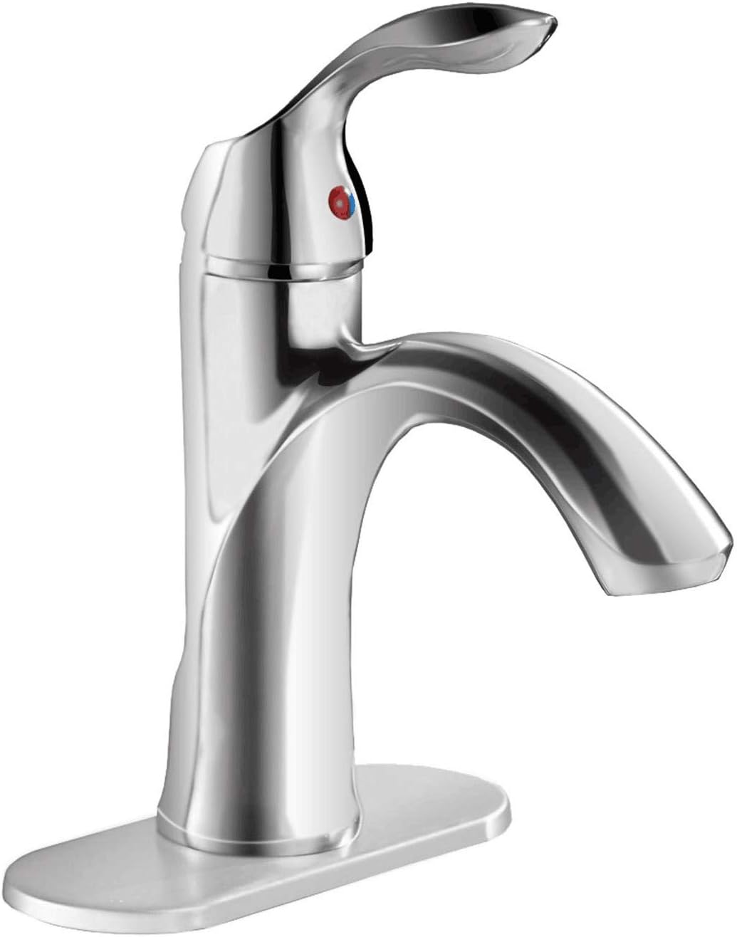 BWE Single Handle Bathroom Sink Faucet One Hole Brass Deck Mount Lavatory Commercial