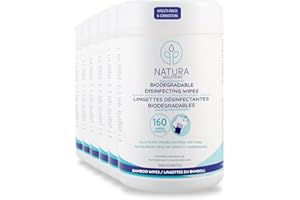 Natura Disinfecting Wipes, All-Natural, All-Purpose, Biodegradable (made from Bamboo), Kills 99.99% of Viruses and Baceteria,