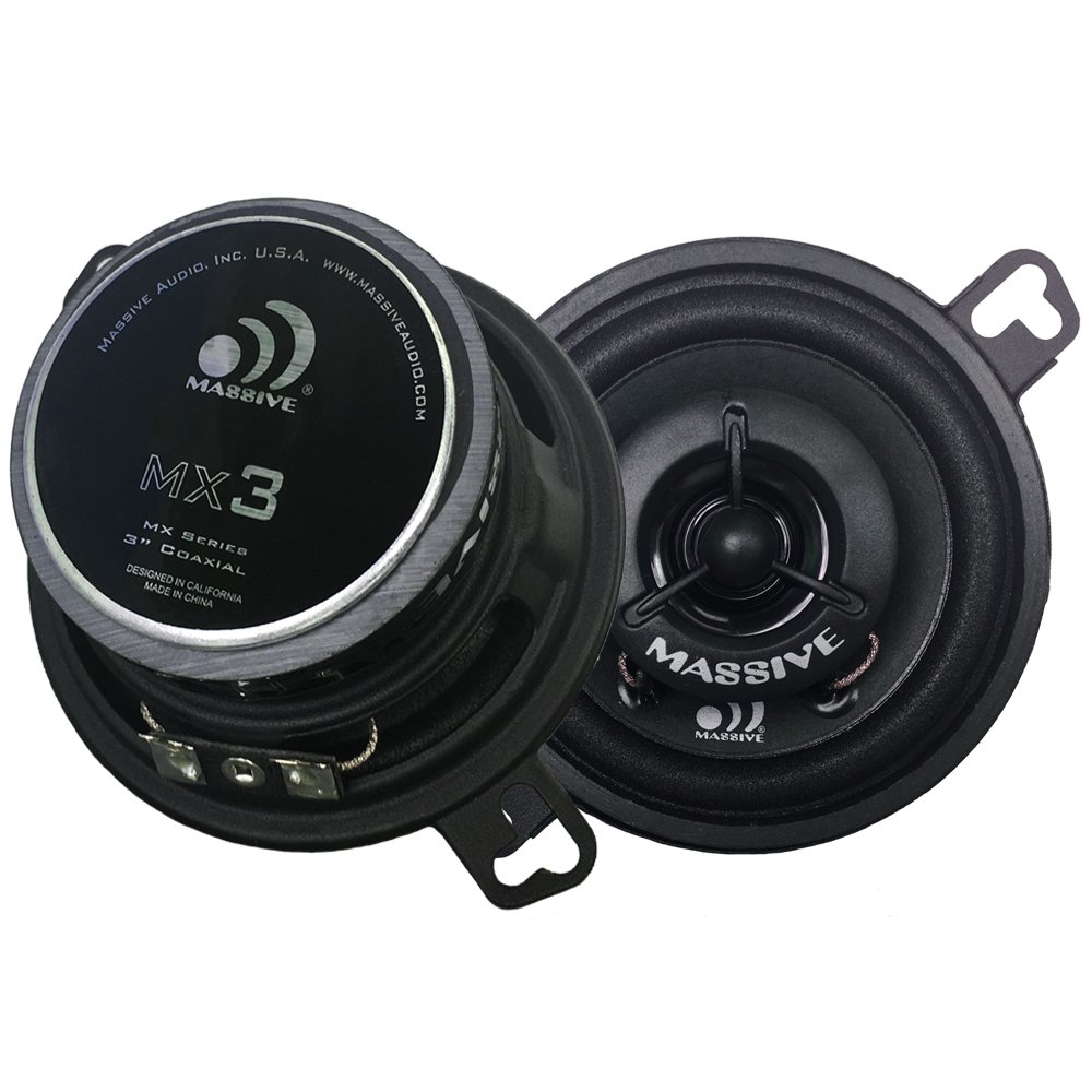 Massive Audio MX3 MX Series Coaxial Speakers. 50 Watts, 4 Ohm, 25w RMS  Heavy Duty 3.5" 3-1/2" Coaxial Audio Speakers. Enjoy Crystal Clear Sound  with These ...