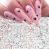 Heart Nail Art Stickers,8 Sheets Hearts Nail Decals