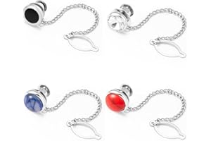 Dannyshi Tie Pins for Men Silver Tie Pins with Chain, Tie Tack Pins Brooch Personalized Wedding Business Gifts