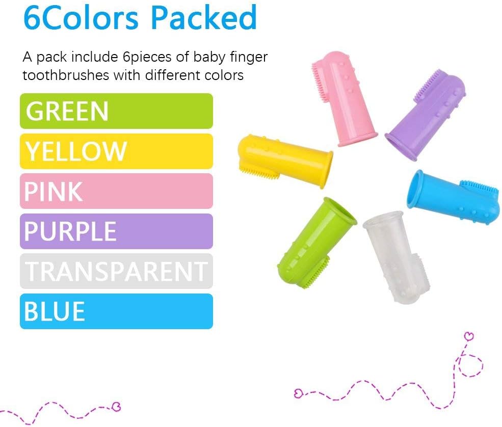 Vicloon Finger Toothbrush,6 Pack Silicone Baby Finger Brush with Clear Case Set Food Grade Tooth Cleaner Oral Massager for Infant &Toddlers - Image 5