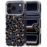 MOSNOVO for iPhone 17 Pro Case | Military Grade 6.6ft Drop Tested | Camera Control | Clear with Leopard Print Design