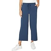 Liverpool Womens Plush Comfort Knit Pull on Wide Leg Crop Trouser